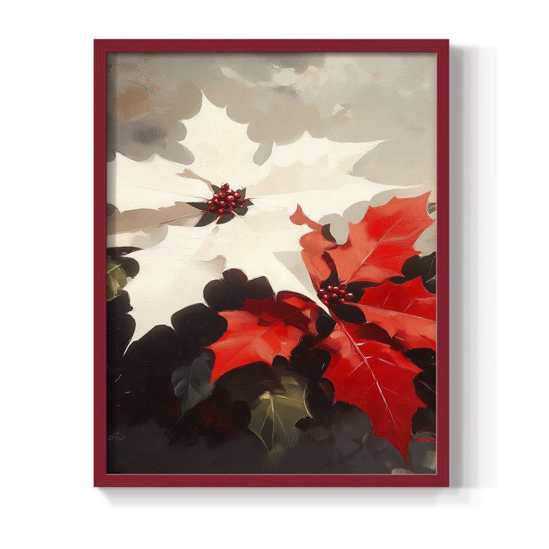 «Christmas Holiday Art», série 2-CII, reproduction encadrée - bois massif, H 15 po x l 12 po, Rouge