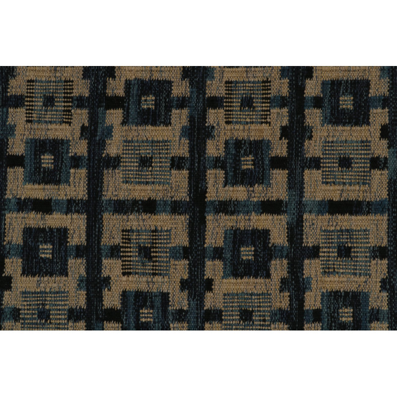 Rug & Kilim’S Scandinavian Rug In Blue And Beige-Brown Geometric Pattern, Rectangle 8' x 10'