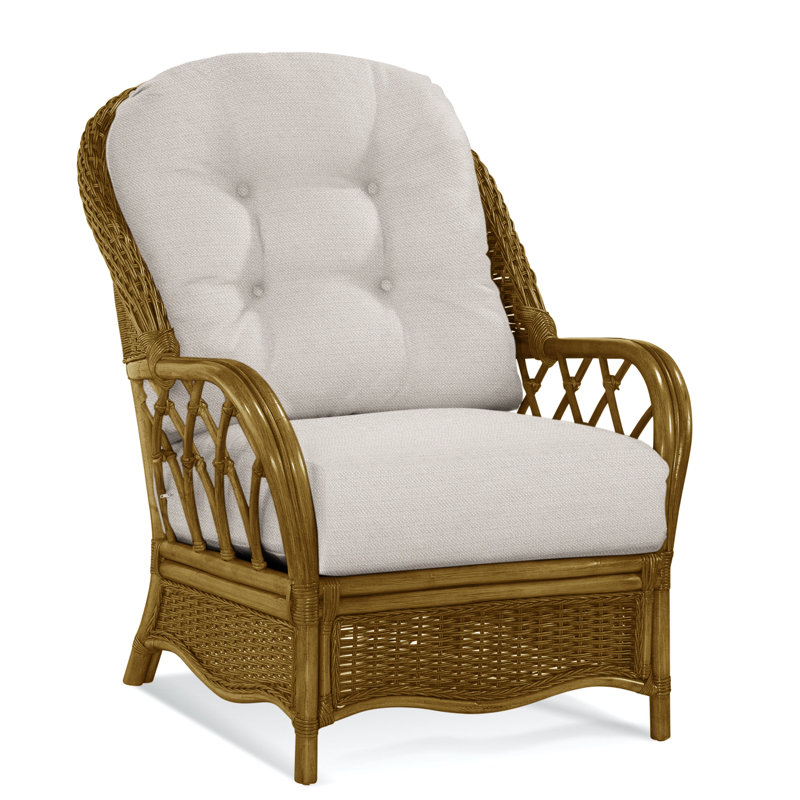 Chaise avec accoudoirs en rotin Everglade, Performance texturée blanche; 0865-91, Blanc antique givré