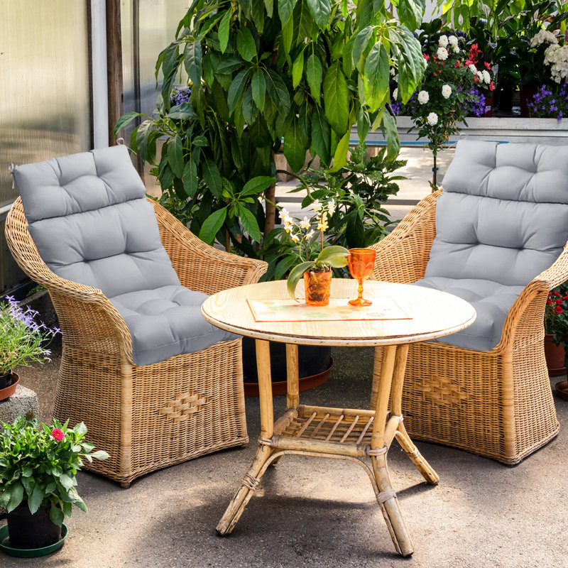 Outdoor/Indoor High Back Patio Chair Cushions, Set of 4, Light Gray