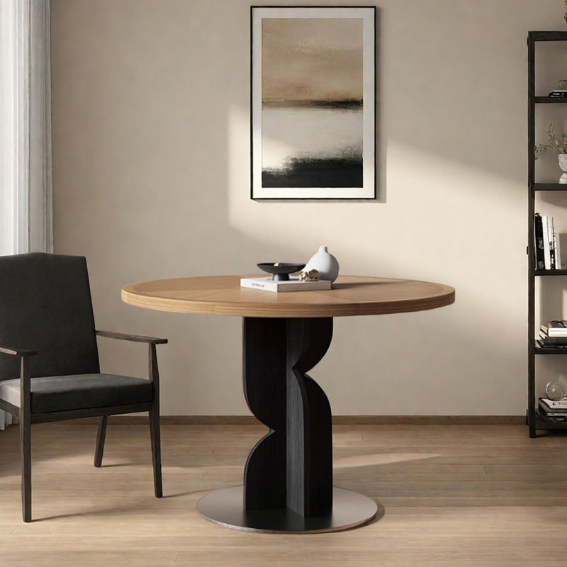 Table ronde durable, créative et multifonctionnelle, H 29,52 po x L 43,3 po x l 43,3 po, Brun