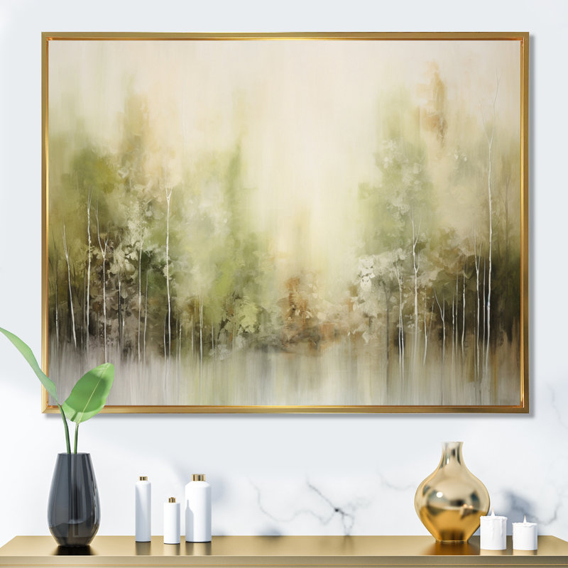 Décoration murale botanique abstraite, L 32 po x H 24 po, Cadre flottant doré