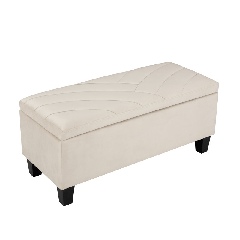 Pearl Upholstered Ottoman Storage Bench, Beige