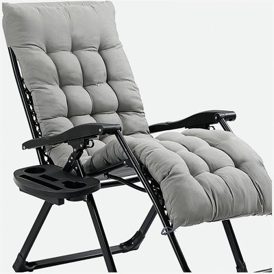 Fauteuil inclinable inclinable avec coussin rembourré Outsunny Zero Gravity, plateau latéral pour l'intérieur et l'extérieur, peut supporter jusqu'à 264 lb, gris