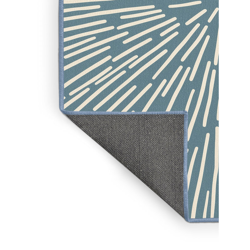Soft Plush Fehrenbach July 4Th Modern & Contemporary Abstract Area Rug in Blue – BabyBlue Binding, 4x6