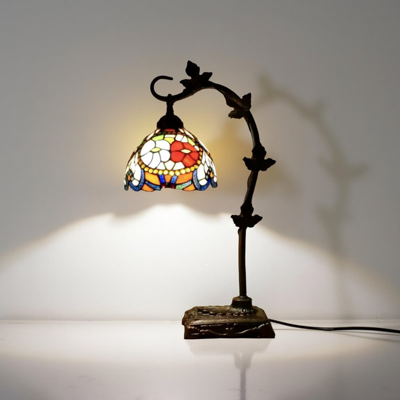 Belle lampe de chevet en mosaïque en verre coloré Tiffany