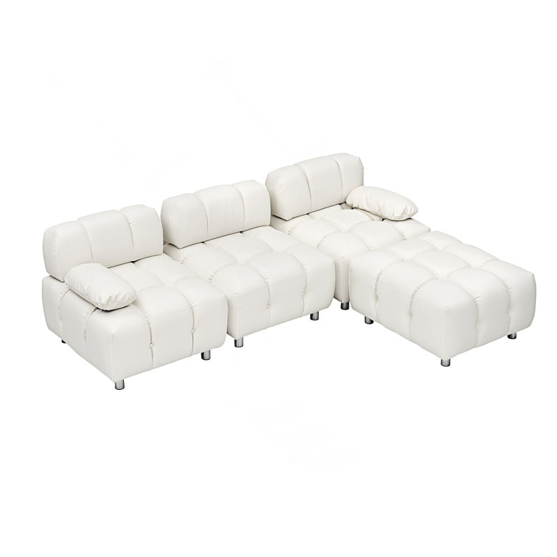 Canapé en tissu Technology, canapé en L, Blanc
