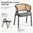 Mid-Century Modern Velvet Dining Chair with Cane Rattan Back, Luxury Boho Accent Chair with Stainless Steel Legs for Kitchen & Bistro-1404574333-1365189869