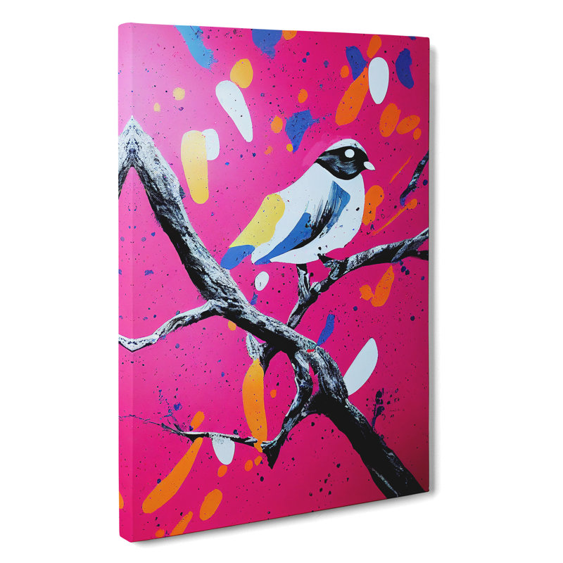 Splashed Bird No.2 Abstract - Wall Art, 50cm H x 35cm W, Wrapped Canvas, No Matte