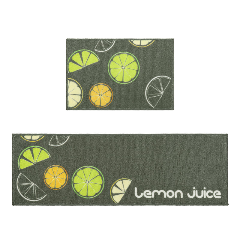 Tapis de cuisine antidérapant imprimé (ensemble de 2), Citron