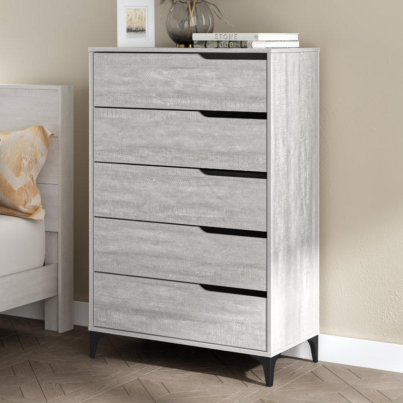 Norcross 5 Drawer 31'' W Dresser, Dusty Gray Oak