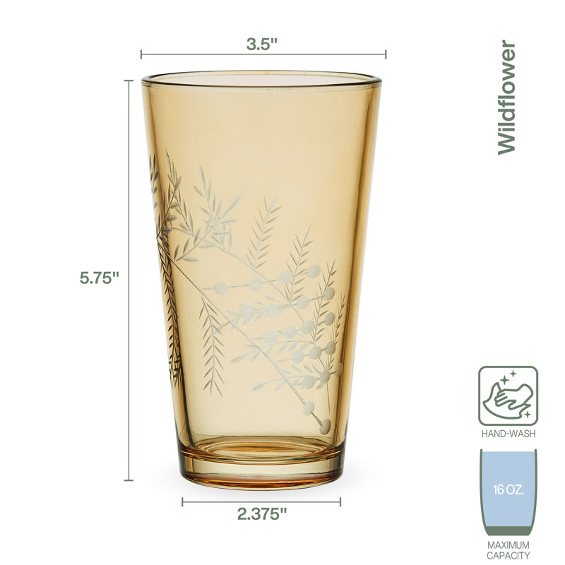 Fitz and Floyd Gold Wildflower Highball Glasses Set of 4