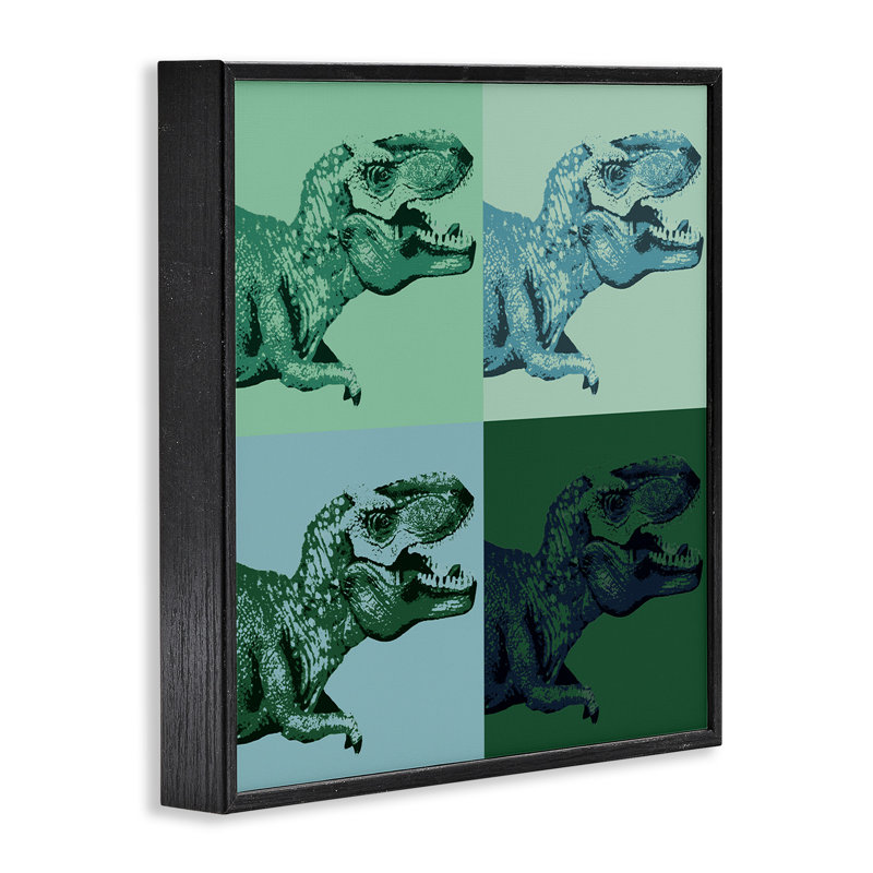 «Roaring T-Rex Dinosaur Kids Vintage Pop Style» par Daphne Polselli - cadre photo, impression sur bois, H 24 po x l 24 po