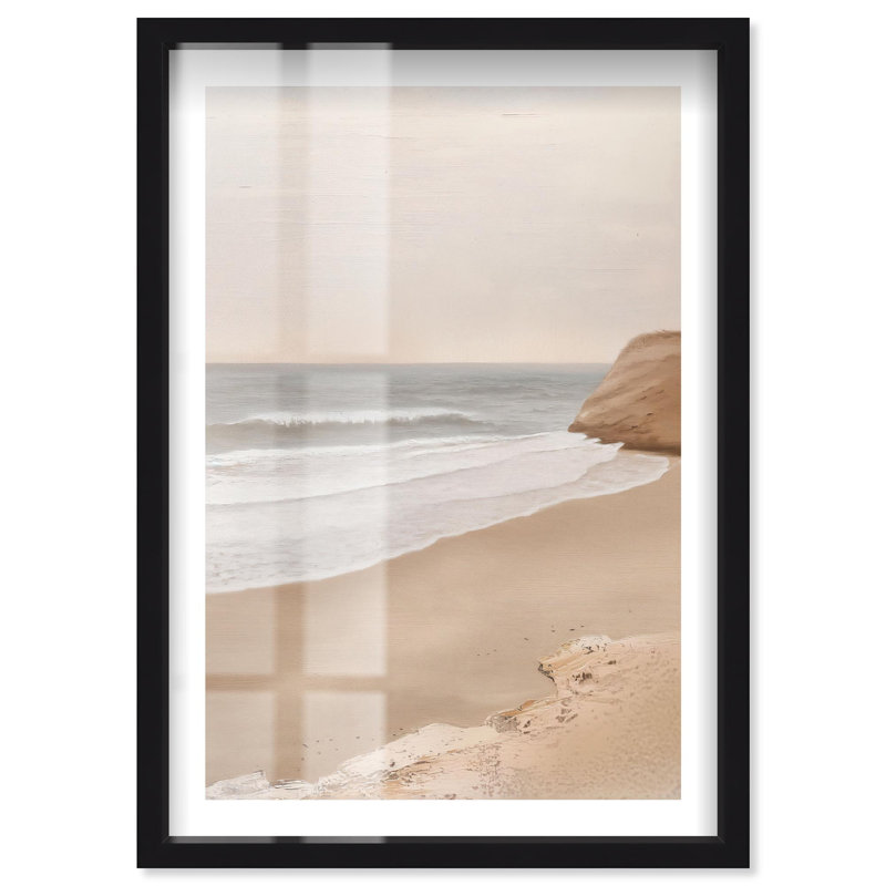 Reproduction de boîte-cadre intacte en bord de mer intacte par Notoriart, H 37 po x l 25 po, Noir