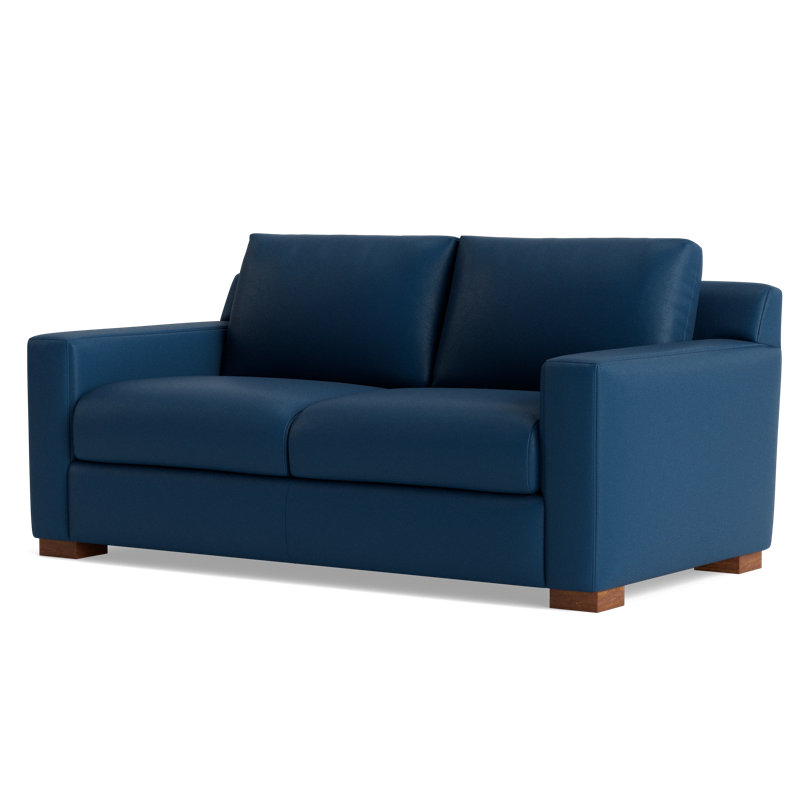 Catalina Leather Loveseat, Leather - Deep Blue