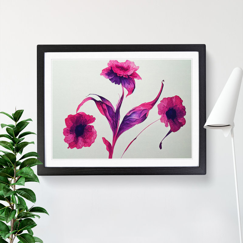 Magical Watercolour Flowers - Framed Print, Black, 46cm H x 64cm W x 2cm D