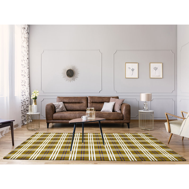 Tapis jaune à carreaux, Rectangle 9 pi x 12 pi