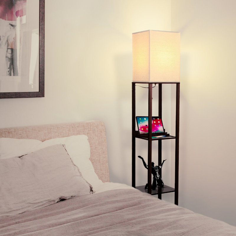 Havana Brown 63'' Smart LED Shelf Floor Lamp with USB Port