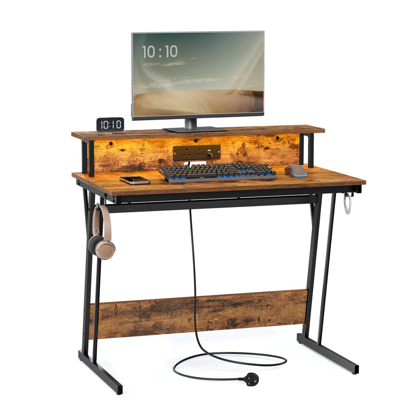 Alcedo Computer Table, Brown, 76cm H x 100cm W x 60cm D