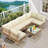 7 Piece Outdoor Wicker Patio Furniture Set, Rattan Sectional Sofa Couch, Patio Conversation Set With Cushion & Coffee Table, For Backyard Poolside Porch Garden-1222191086