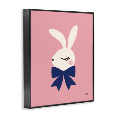 Lapin avec ruban sur fond rose, estampe numérique par Jessica Beck