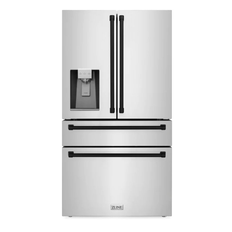 ZLINE Autograph 36 in. Counter-Depth Refrigerator with Water Dispenser & Traditional Handles, Matte Black