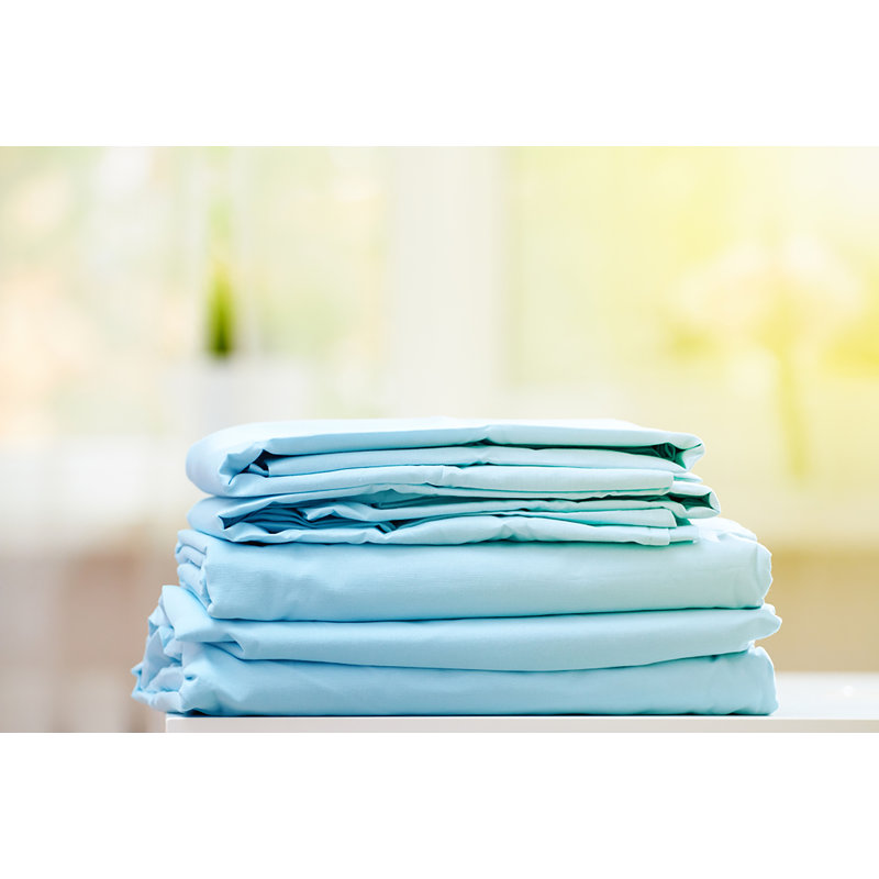  Ensemble de draps en rayonne de bambou Hotel Quality, Simple + 2 taies d'oreiller, Bleu clair