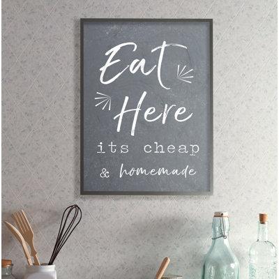 «Eat Here Home Cuisson Marine» par Daphne Polselli, reproduction d'art textuel sur toile
