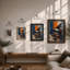 Grand Piano in Blue Mid-Century - Framed Print-1473530650-1473530652