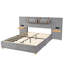 Upholstered Grey Velvet Queen Bed With Outlet & , Bedside Storage Included In Charging Ports, Outlets, And