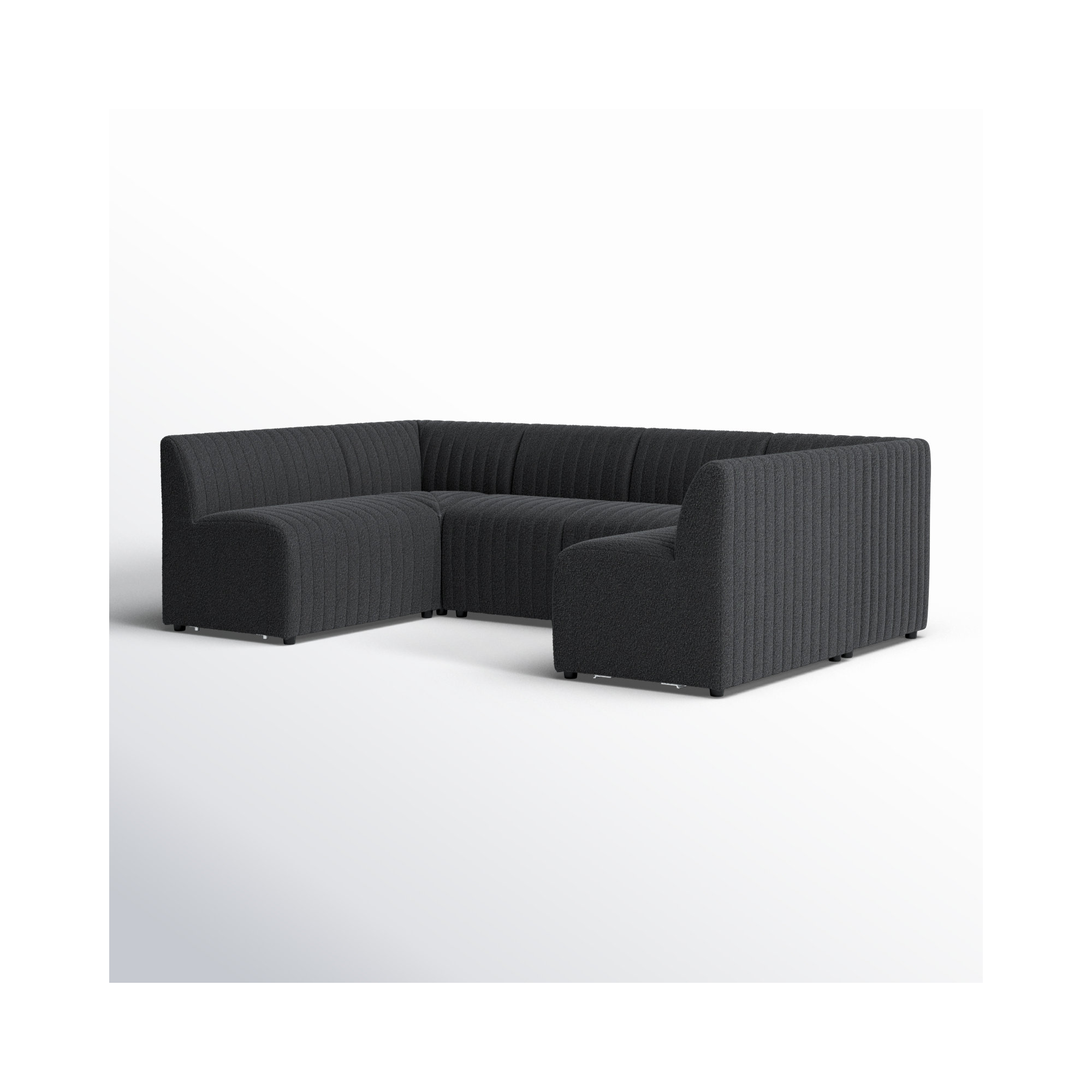 Brandt 106" Wide Symmetrical Modular Corner Sectional, Fiqa Charcoal Boucle, 31.5" H X 106" W x 66.5" D