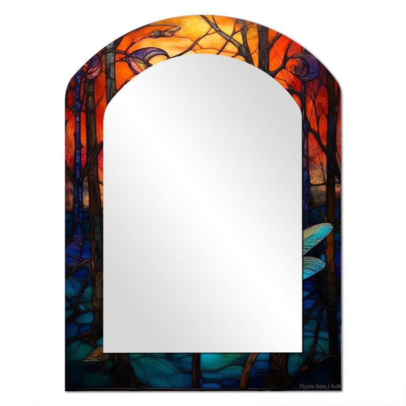 Libellule majestueuse dans la forêt enchantée I - libellule en métal Art Decor - miroir mural moderne et irrégulier