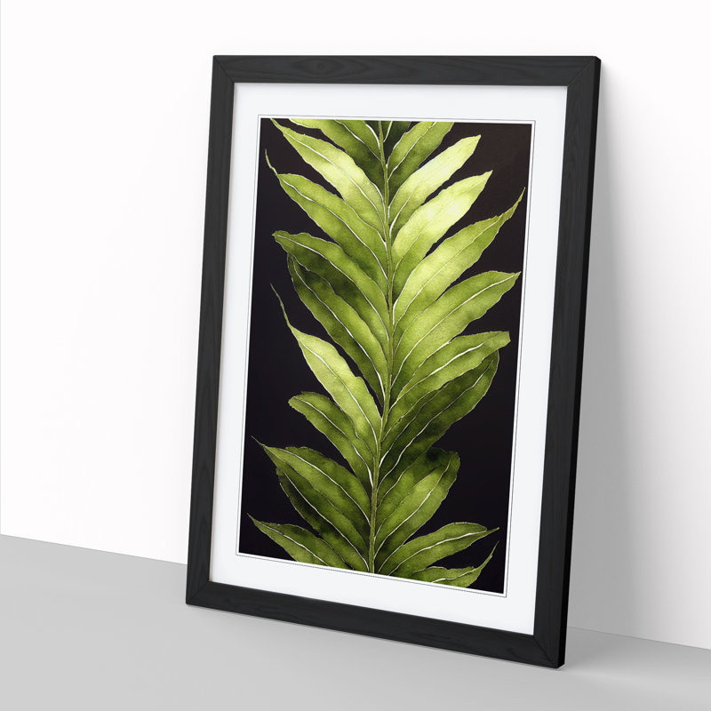 Watercolour Fern Leaf Vol.2 1 Piece Single Picture Frame Wall Art, 64cm H x 46cm W x 2cm D, Walnut