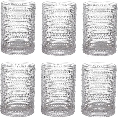 Ensemble de 6 verres à boisson rétro, verre transparent 13 oz