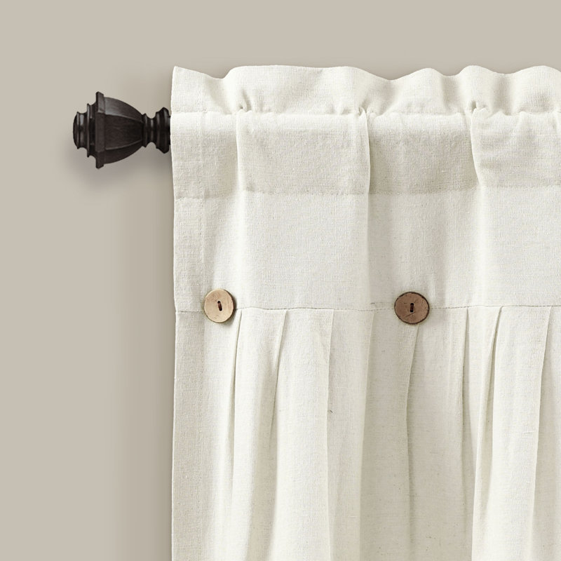 Off-White Linen Button Detail Window Valance