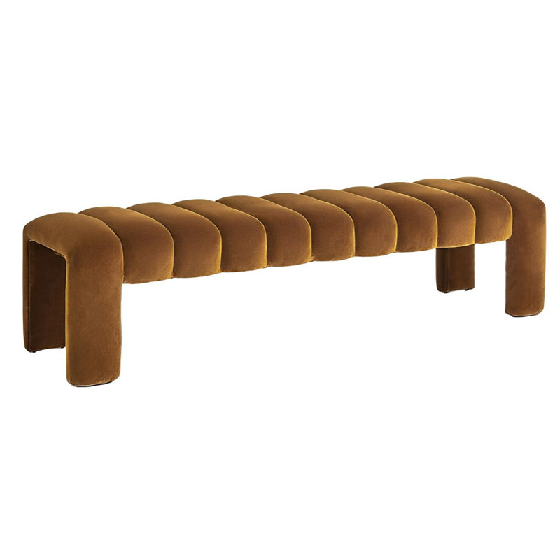 Carraton Polyester Blend Upholstered Bench, Dark Golden Rod, 15.74" H x 70.86" W x 19.68" D
