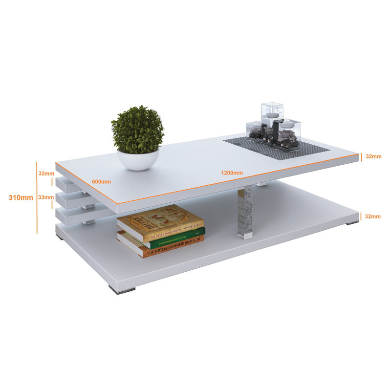 Despain Floor Shelf Coffee Table, White
