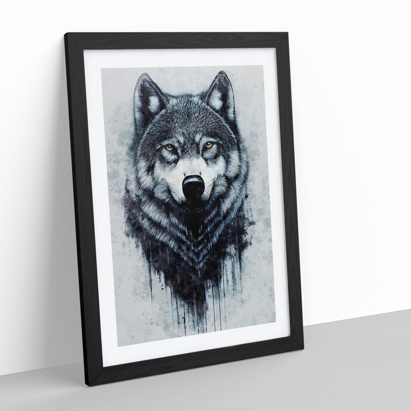 Splashed Wolf - Framed Print, Black, 64cm H x 46cm W x 2cm D
