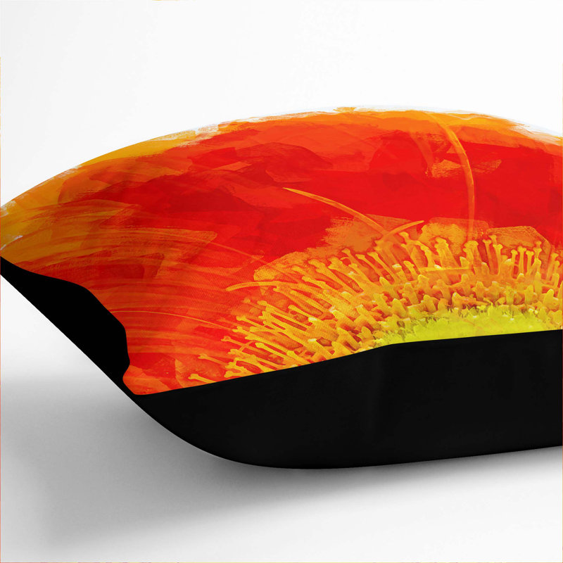Abstract Square Throw Cushion, 55cm H x 55cm W x 20cm D, Black