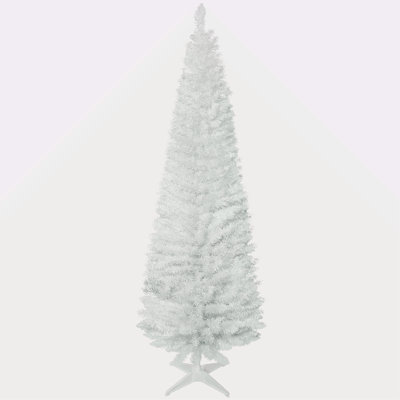5' Artificial Pencil Christmas Tree, Slim Xmas Tree With 294 Realistic Branch Tips And Plastic Stand, Pink