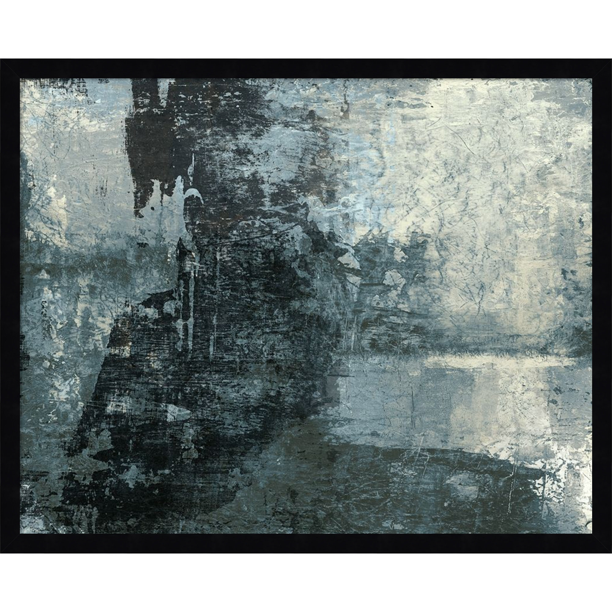Black and Grey and Blue III by Fresno Wood Framed Wall Art Print, 21" H x 25" W, Black