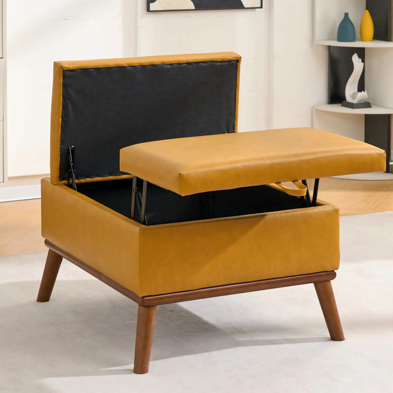 Grand repose-pieds avec rangement, table basse rectangulaire moderne Mid-Century de 31 po avec fonction de levage du couvercle, hauts pieds en bois, repose-pieds surdimensionnés pour le salon, le bureau