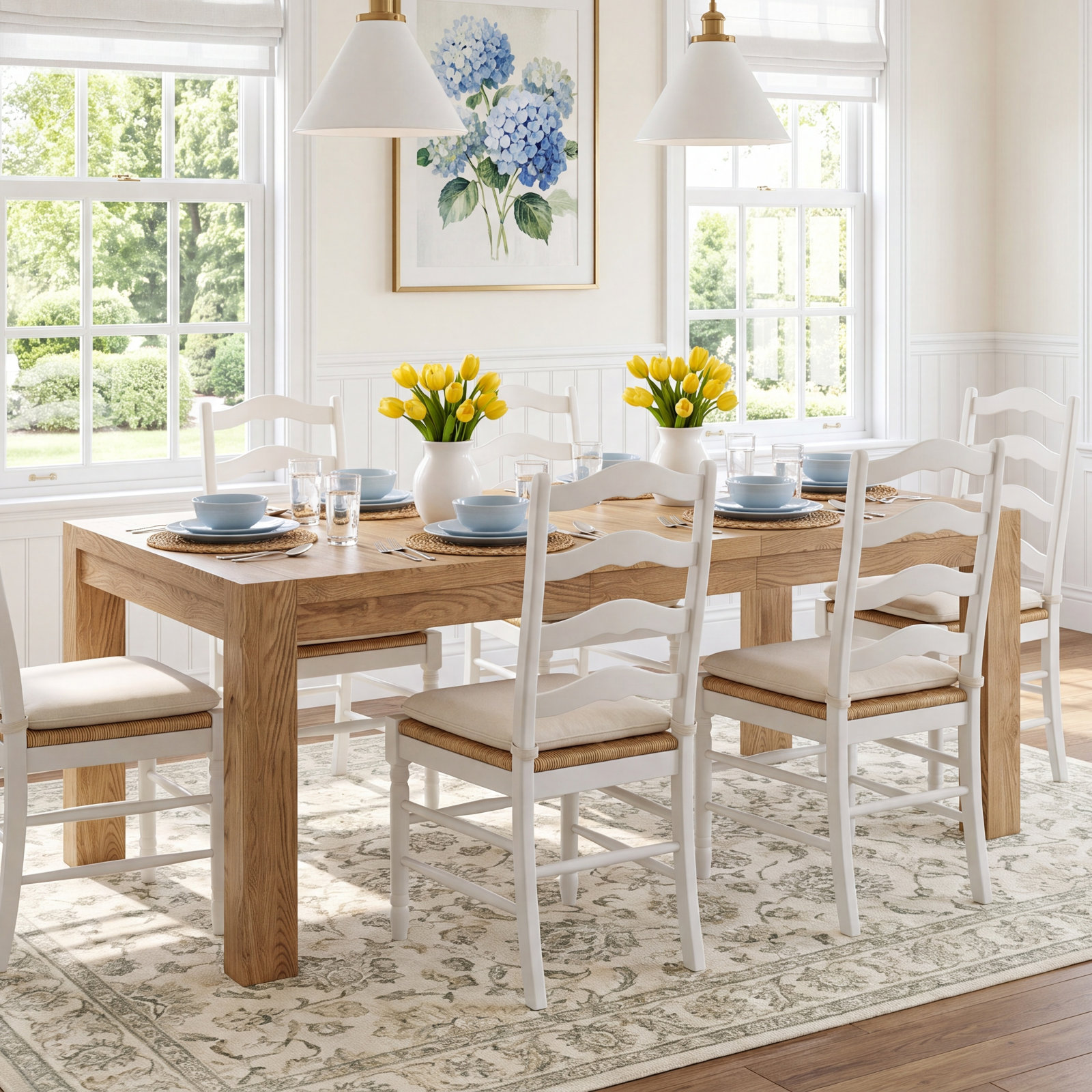 Laroche 84" Extendable Oak Dining Table
