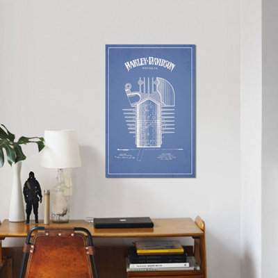« harley-davidson motocyclettes cylinder », impression sur toile en bleu ciel