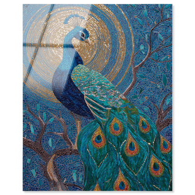 Décoration murale bohème paon mosaïque I, reproduction d'art acrylique par Art Remedy, prête à être suspendue, 24 x 30