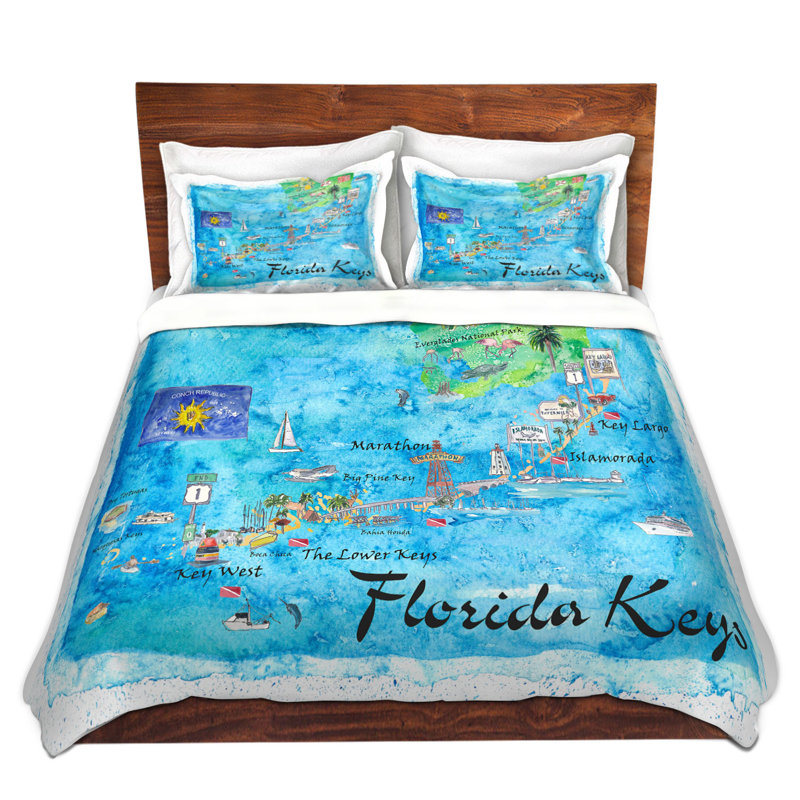 Ensembles de housse de couette très grand DiaNoche en microfibre par Markus Bleichner - Florida Keys Map