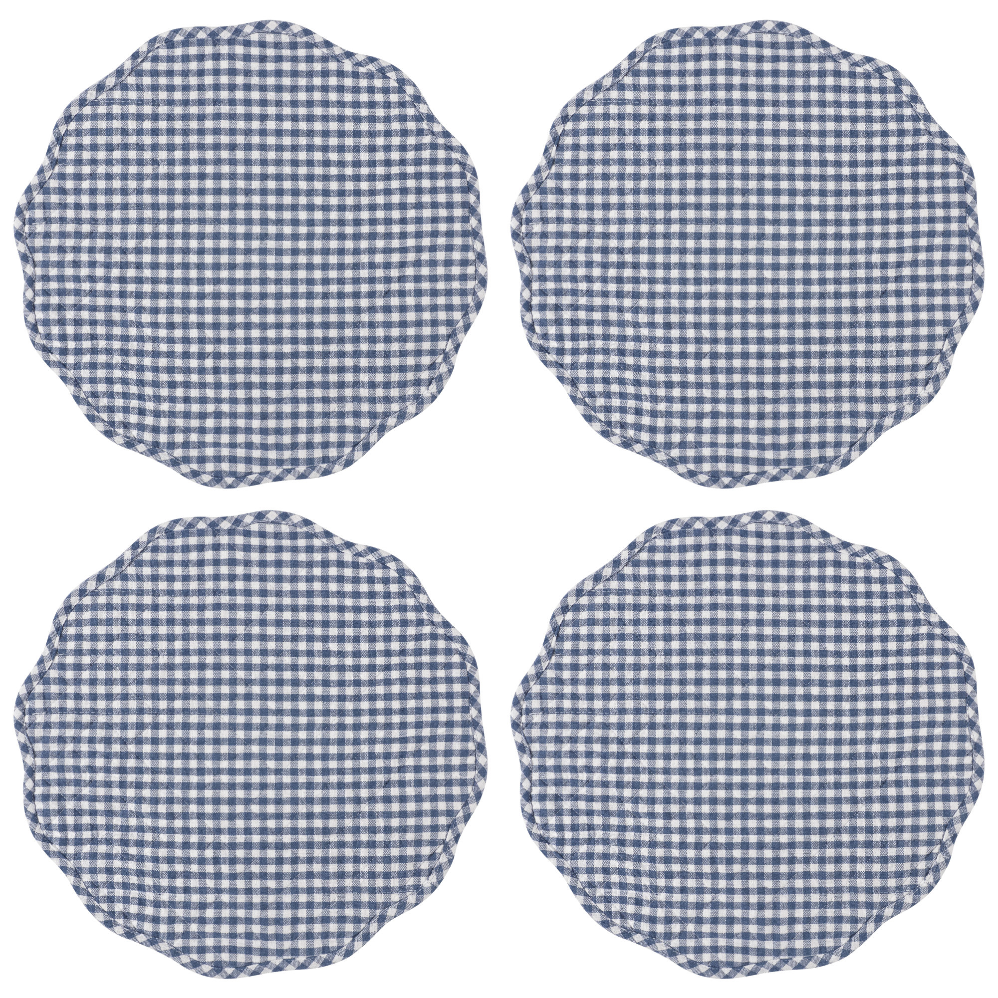 Set of 4 Farmhouse Quilt Placemats, Navy