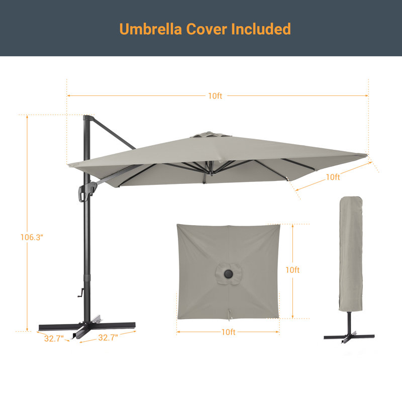 Parasol Deazia 120 avec contrepoids inclus, Gris