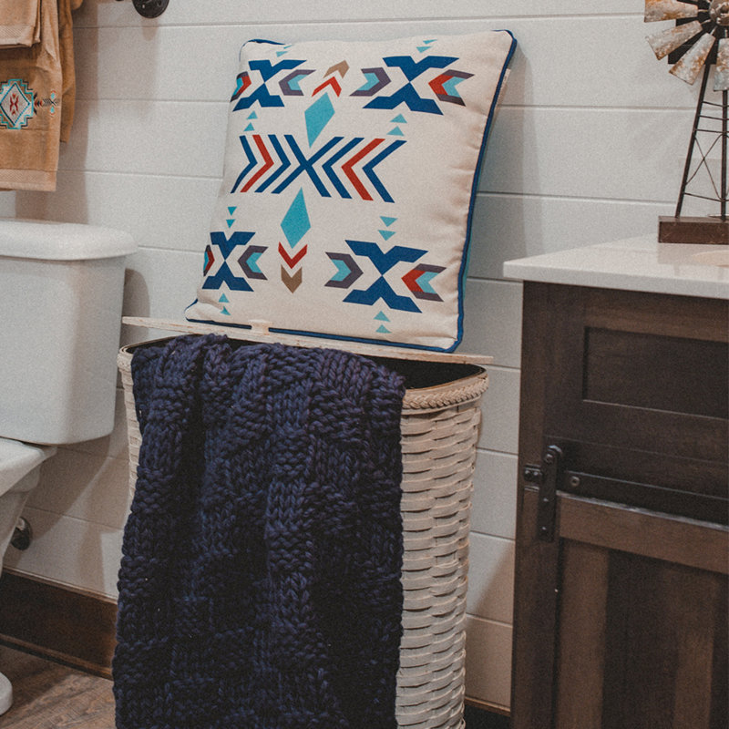 Toca Chess Hand Knitted Solid Textured Chess Pattern Soft Throw Blanket, Navy, 60" L x 50" W
