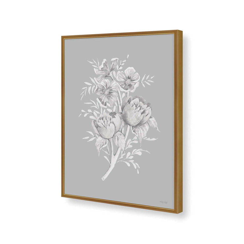 «Gray Botanical Set II» par Cindy Jacobs, reproduction d'art, L 24 po x H 32 po, Impression encadrée, Or